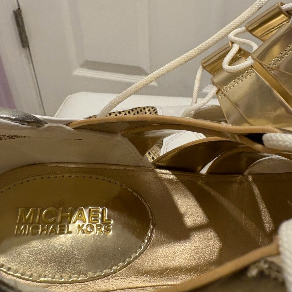 Michael Kors White and Gold Mesh Sneakers - Picture 6 of 6